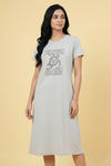 Zivame Turtle Print Knit Cotton Mid Length Nightdress - Ultimate Gray — thumbnail 1